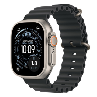Apple Watch Ultra 3 (2025), 49 мм корпус из титана цвета «Natural», ремешок Ocean Band цвета «Black»