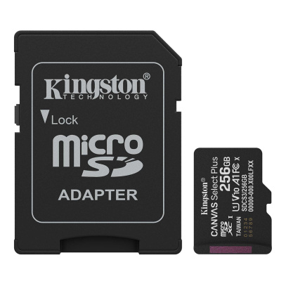Карта памяти Micro SecureDigital 256Gb Kingston Canvas Select Plus (SDCS3/256GB) + SD адаптер