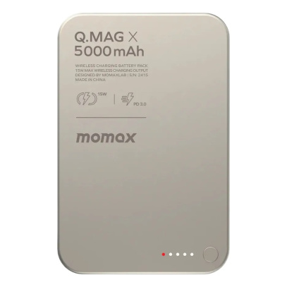 Внешний аккумулятор MOMAX 5000mAh Q.MAG X Ultra Slim Magnetic Wireless Battery Pack Титан