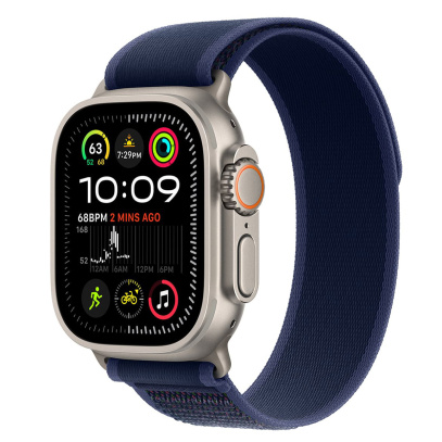 Apple Watch Ultra 2 (2024), 49 мм корпус из титана цвета «Natural», ремешок Trail Loop размера M/L цвета «Blue»