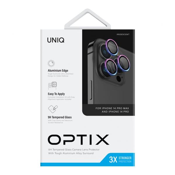 Стекло на камеру для iPhone 14 Pro/14 Pro Max UNIQ OPTIX Camera Lens protector Aluminium (IP6.1P-6.7PM-LENSIRD) Iridescent Стекло на камеру для iPhone 14 Pro/14 Pro Max UNIQ OPTIX Camera Lens protector Aluminium (IP6.1P-6.7PM-LENSIRD) Iridescent