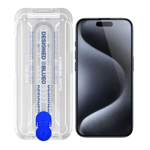 Защитное стекло для iPhone 15 Pro BLUEO Corning Gorilla USA Anti-Static +installer Черный