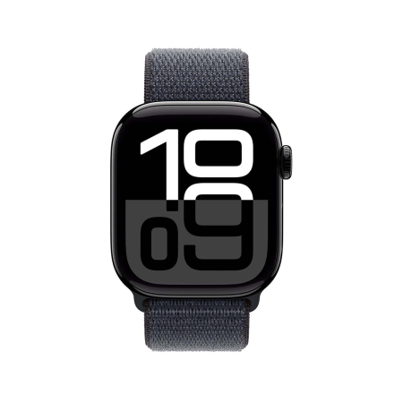 Apple Watch Series 10, 42 мм корпус из алюминия цвета «Jet Black», ремешок Sport Loop цвета «Ink»