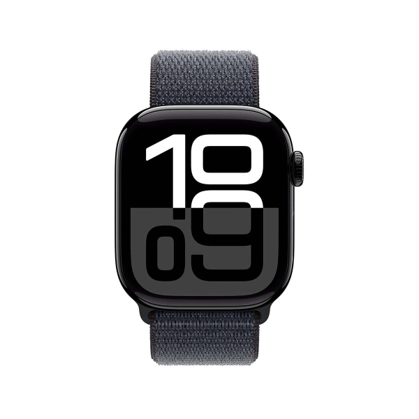 Apple Watch Series 10, 42 мм корпус из алюминия цвета «Jet Black», ремешок Sport Loop цвета «Ink»
