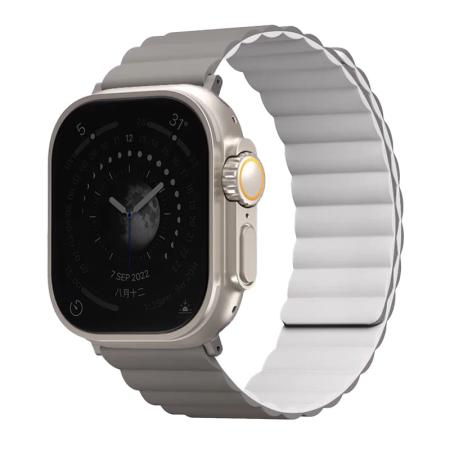 Ремешок для Apple Watch 49/45/44/42 mm UNIQ Revix Reversible Magnetic (49MM-REVAGRYDWHT) Белый/Серый