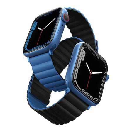 Ремешок для Apple Watch 49/45/44/42 mm UNIQ Revix Reversible Magnetic (45MM-REVBLUBLK) Синий/Черный