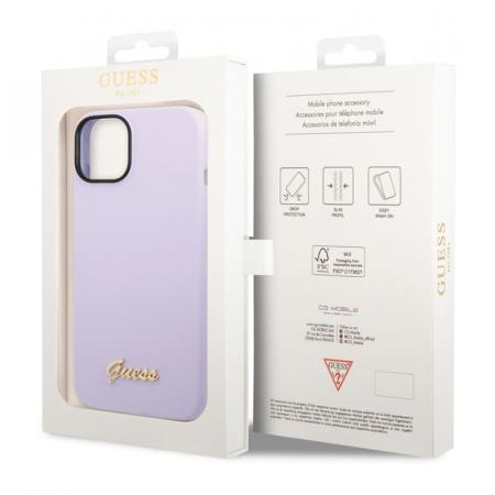 Чехол Guess для iPhone 14 CG Mobile Liquid silicone Gold metal logo Hard (GUHCP14SSLSMU) Сиреневый Чехол Guess для iPhone 14 CG Mobile Liquid silicone Gold metal logo Hard (GUHCP14SSLSMU) Сиреневый