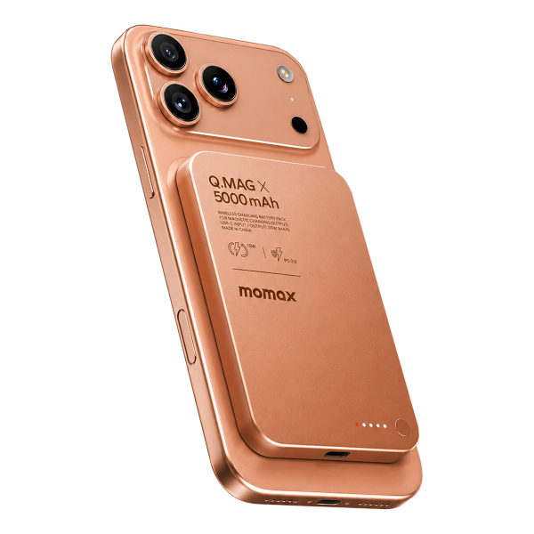 Внешний аккумулятор MOMAX 5000mAh Q.Mag X Magnetic Wireless Battery Pack (IP116AM) Orange, оранжевый