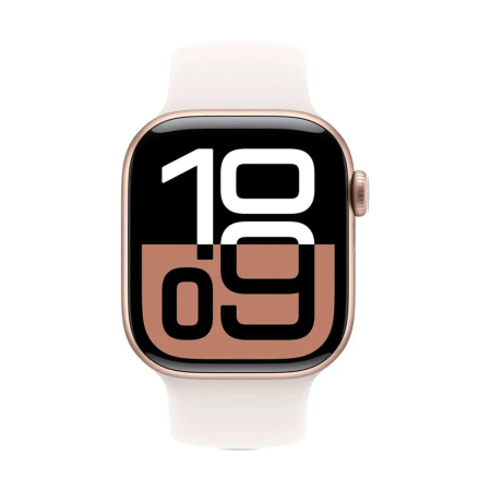 Apple Watch Series 10, 46 мм корпус из алюминия цвета «Rose Gold», ремешок Sport Band размера S/M цвета «Light Blush»
