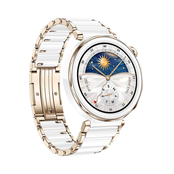 Умные часы HUAWEI Watch GT 5 Pro White, 42 мм, цвет корпуса белый/золотой, цвет ремешка белый/золотой