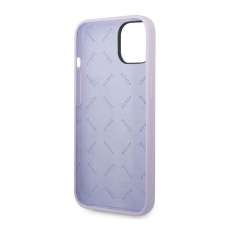 Чехол Guess для iPhone 14 CG Mobile Liquid silicone Gold metal logo Hard (GUHCP14SSLSMU) Сиреневый Чехол Guess для iPhone 14 CG Mobile Liquid silicone Gold metal logo Hard (GUHCP14SSLSMU) Сиреневый