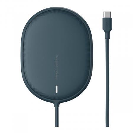 Беспроводное зарядное устройство 15w Baseus Light Magnetic Wireless Charger, Type-C кабель 1,5 м (WXQJ-03) Синий