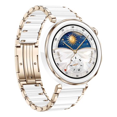 Умные часы HUAWEI Watch GT 5 Pro White, 42 мм, цвет корпуса белый/золотой, цвет ремешка белый/золотой