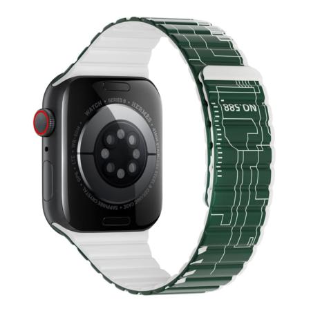 Ремешок для iWatch на 42/44/45/49 мм WiWU Smart Magnetic Silicone (Wi-WB010) Green+Gray