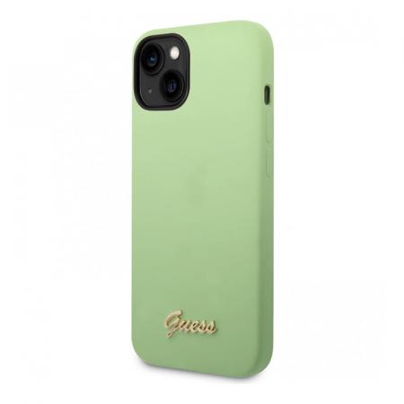 Чехол Guess для iPhone 14 CG Mobile Liquid silicone Gold metal logo Hard (GUHCP14SSLSMN) Зеленый Чехол Guess для iPhone 14 CG Mobile Liquid silicone Gold metal logo Hard (GUHCP14SSLSMN) Зеленый