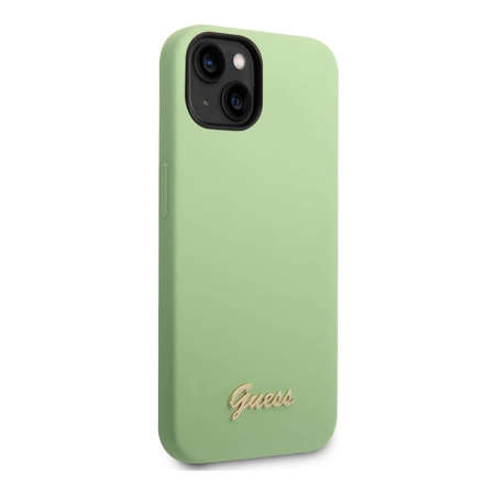 Чехол Guess для iPhone 14 CG Mobile Liquid silicone Gold metal logo Hard (GUHCP14SSLSMN) Зеленый Чехол Guess для iPhone 14 CG Mobile Liquid silicone Gold metal logo Hard (GUHCP14SSLSMN) Зеленый
