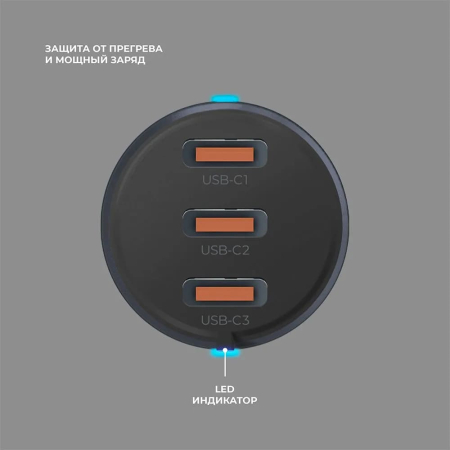 АЗУ Deppa 2xUSB-C, PD, 60W (11223) Металл, серый