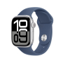 Apple Watch Series 10, 42 мм корпус из алюминия цвета «Silver», ремешок Sport Band размера M/L цвета «Denim»