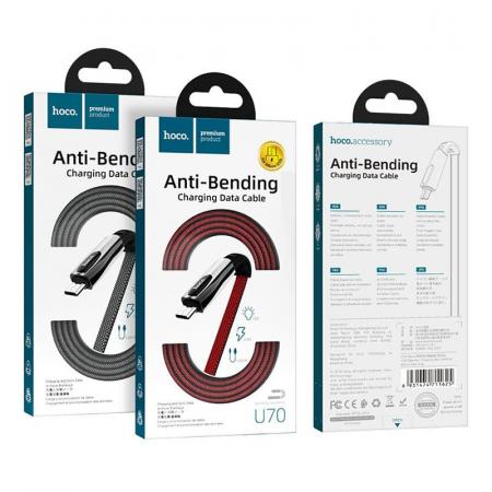 USB кабель hoco. Anti-Bending разъем Micro, 1,2 м (U70) Черный