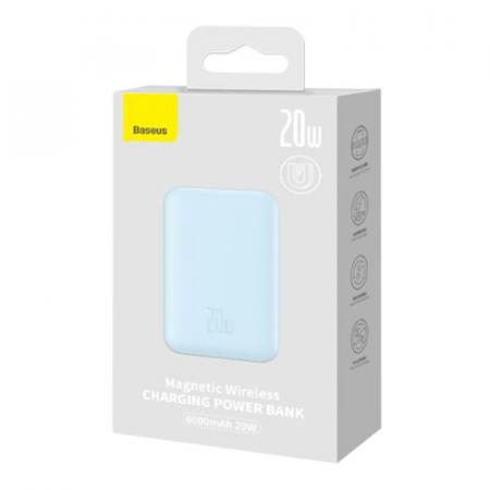 Внешний аккумулятор Baseus Magnetic Wireless Charging Power Bank 6000mAh 20W с MagSafe PPCXW06 (PPCX020003) Синий Внешний аккумулятор Baseus Magnetic Wireless Charging Power Bank 6000mAh 20W с MagSafe PPCXW06 (PPCX020003) Синий