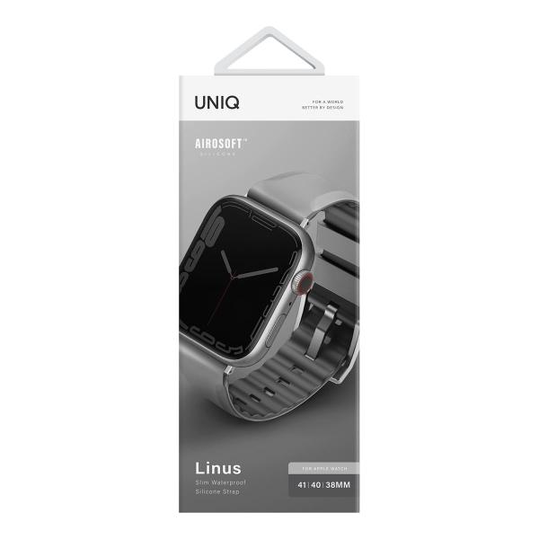 Ремешок для Apple Watch 38/40/41 mm UNIQ Linus Airosoft silicone strap (41MM-LINUSGRY) Серый