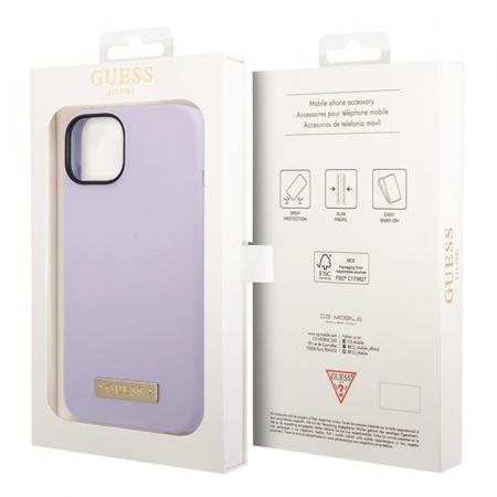 Чехол Guess для iPhone 14 с Magsafe CG Mobile Liquid silicone Plate metal logo Hard (GUHMP14SSBPLU) Сиреневый Чехол Guess для iPhone 14 с Magsafe CG Mobile Liquid silicone Plate metal logo Hard (GUHMP14SSBPLU) Сиреневый