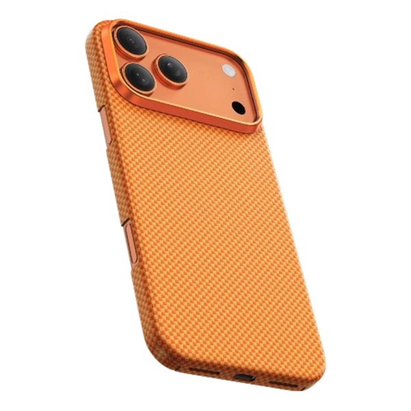 Чехол для iPhone 17 Pro Max с MagSafe KEEPHONE Kevlar Norra Шахматное плетение оранжевый