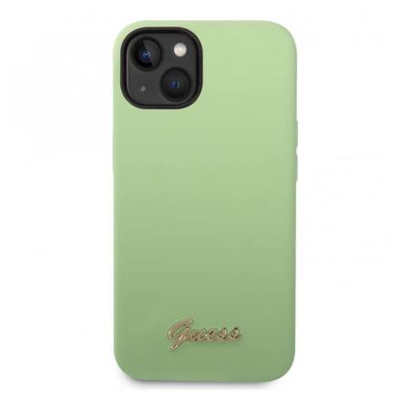 Чехол Guess для iPhone 14 CG Mobile Liquid silicone Gold metal logo Hard (GUHCP14SSLSMN) Зеленый Чехол Guess для iPhone 14 CG Mobile Liquid silicone Gold metal logo Hard (GUHCP14SSLSMN) Зеленый