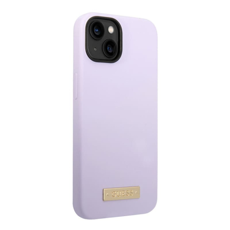 Чехол Guess для iPhone 14 с Magsafe CG Mobile Liquid silicone Plate metal logo Hard (GUHMP14SSBPLU) Сиреневый Чехол Guess для iPhone 14 с Magsafe CG Mobile Liquid silicone Plate metal logo Hard (GUHMP14SSBPLU) Сиреневый